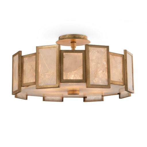 Six Light Semi Flush Mount Leaf, Gold
