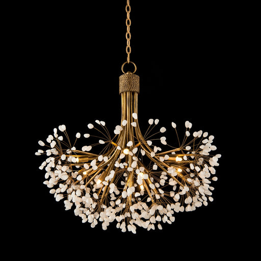 Nine Light Chandelier Leaf, Gold