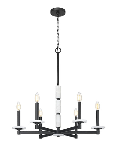 Kaden Six Light Chandelier Matte Black