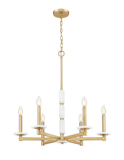 Kaden Six Light Chandelier Modern Gold