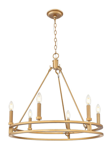 Dennison Six Light Chandelier Signature Brass