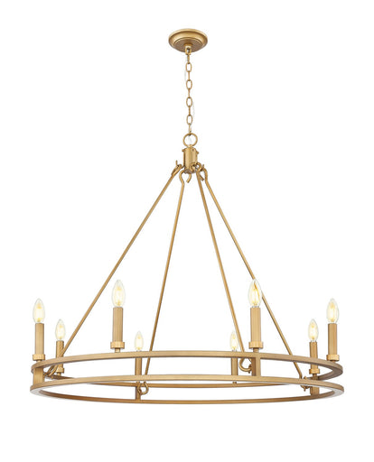 Dennison Eight Light Chandelier Signature Brass