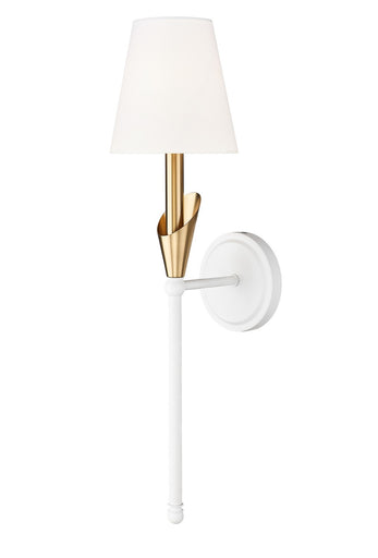 Claudelle One Light Wall Sconce Textured White + Modern Gold