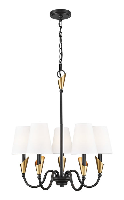 Z-Lite - 4014-24MB-MGLD - Five Light Chandelier - Claudelle - Matte Black + Modern Gold