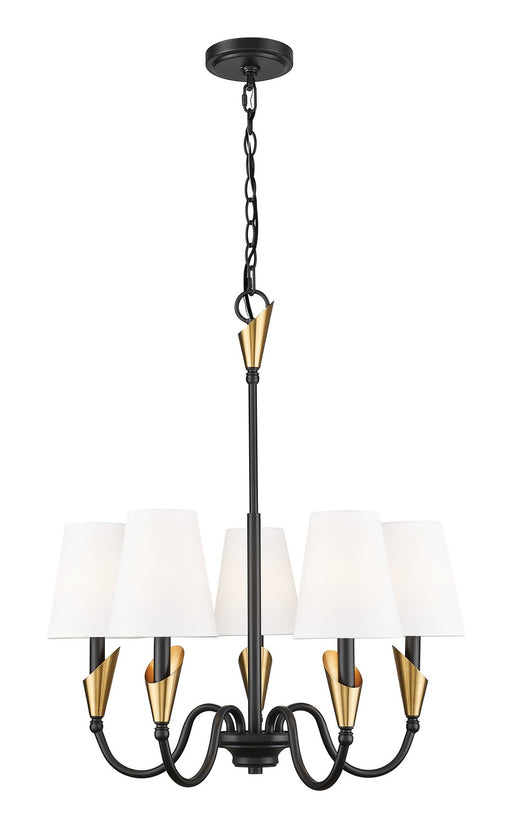 Z-Lite - 4014-24MB-MGLD - Five Light Chandelier - Claudelle - Matte Black + Modern Gold