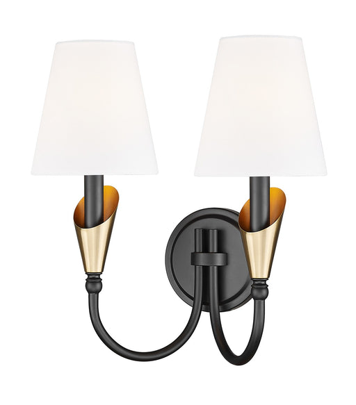 Z-Lite - 4014-2S-MB-MGLD - Two Light Wall Sconce - Claudelle - Matte Black + Modern Gold