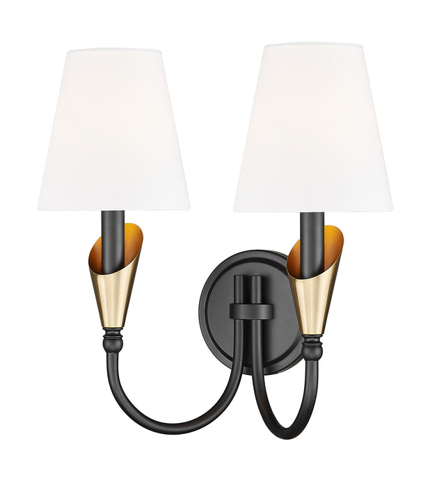 Z-Lite - 4014-2S-MB-MGLD - Two Light Wall Sconce - Claudelle - Matte Black + Modern Gold