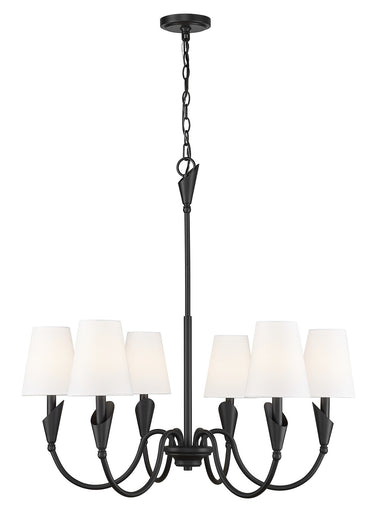 Claudelle Six Light Chandelier Matte Black