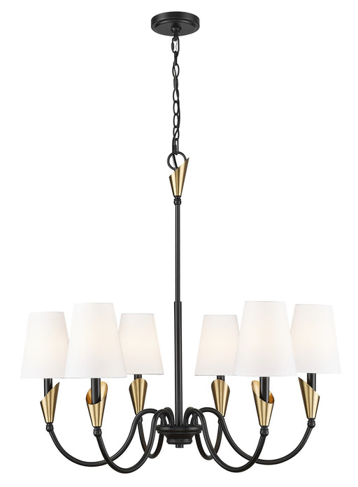 Z-Lite - 4014-32MB-MGLD - Six Light Chandelier - Claudelle - Matte Black + Modern Gold