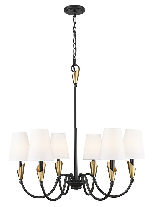 Z-Lite - 4014-32MB-MGLD - Six Light Chandelier - Claudelle - Matte Black + Modern Gold