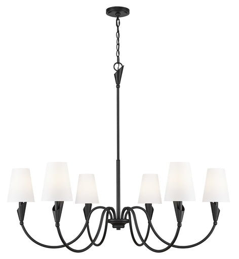 Claudelle Six Light Chandelier Matte Black