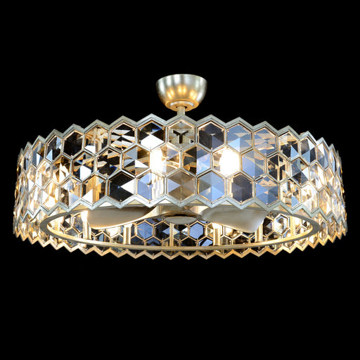 Eight Light Chandelier with Fan Leaf, Silver