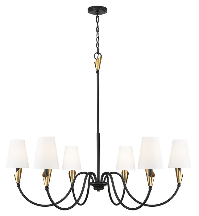 Z-Lite - 4014-46MB-MGLD - Six Light Chandelier - Claudelle - Matte Black + Modern Gold