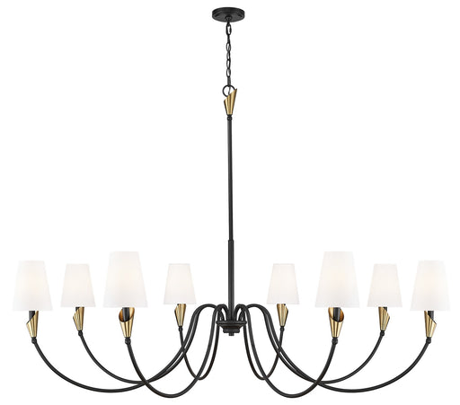 Claudelle Eight Light Chandelier Matte Black + Modern Gold