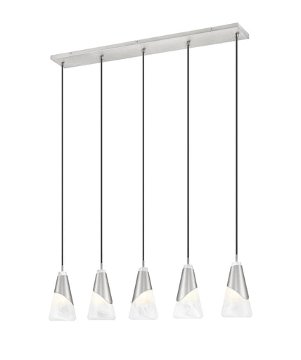 Aimie Five Light Linear Chandelier Brushed Nickel
