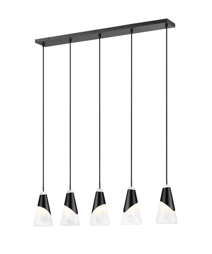 Aimie Five Light Linear Chandelier Matte Black