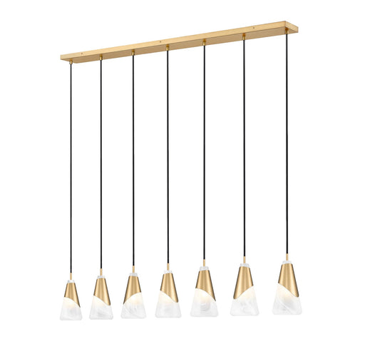 Aimie Seven Light Linear Chandelier Modern Gold