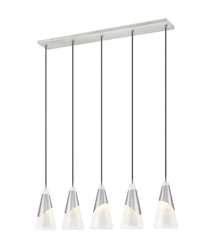 Aimie Five Light Linear Chandelier Brushed Nickel