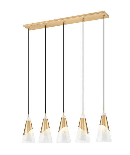 Aimie Five Light Linear Chandelier Modern Gold