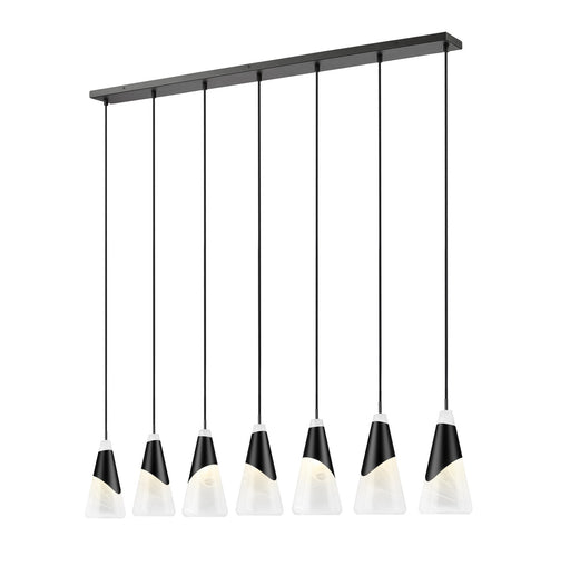 Aimie Seven Light Linear Chandelier Matte Black