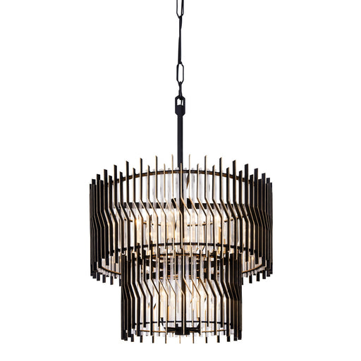 Park Row Ten Light Chandelier Matte Black/French Gold