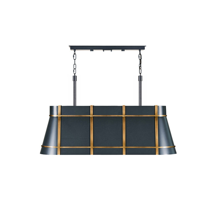 Varaluz - 536N04ZNCBRZ - Four Light Linear Pendant - Brasserie - Blackened Zinc/Heritage Bronze