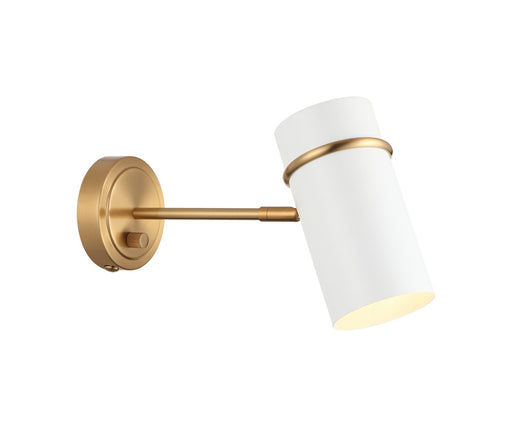 Matteo Lighting - S17711AGWH - One Light Wall Sconce - Cilindro - Aged Gold Brass & White