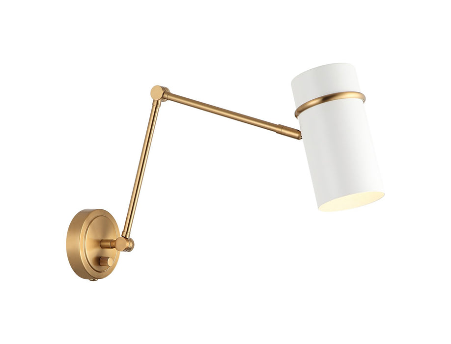 Matteo Lighting - S17721AGWH - One Light Wall Sconce - Cilindro - Aged Gold Brass & White
