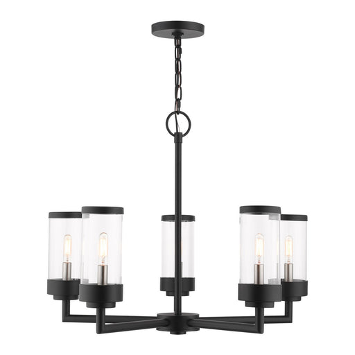 Livex Lighting - 20725-14 - Five Light Outdoor Chandelier - Hillcrest - Textured Black w/ Brushed Nickels