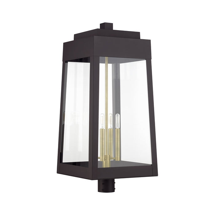 Livex Lighting - 20862-07 - Four Light Outdoor Post Top Lantern - Oslo - Bronze with Antique Brass