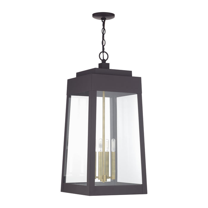 Livex Lighting - 20863-07 - Four Light Outdoor Pendant - Oslo - Bronze with Antique Brass