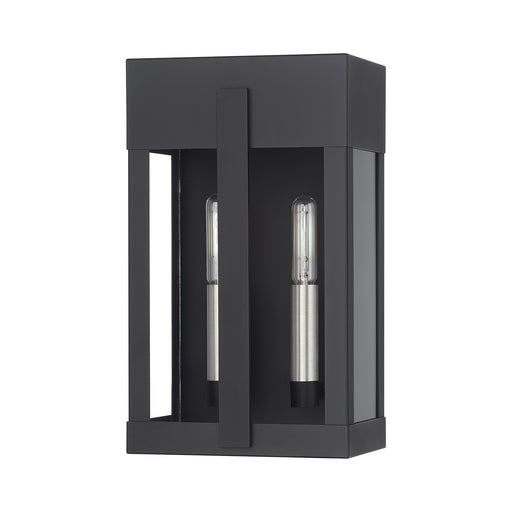 Berksford Two Light Outdoor Wall Lantern Black with Brushed Nickel