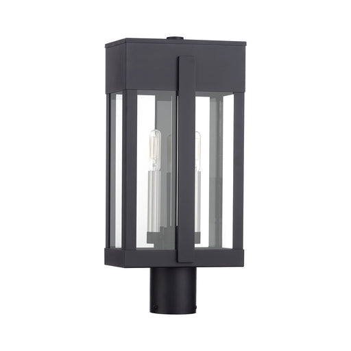 Berksford Two Light Outdoor Post Top Lantern Black with Brushed Nickel