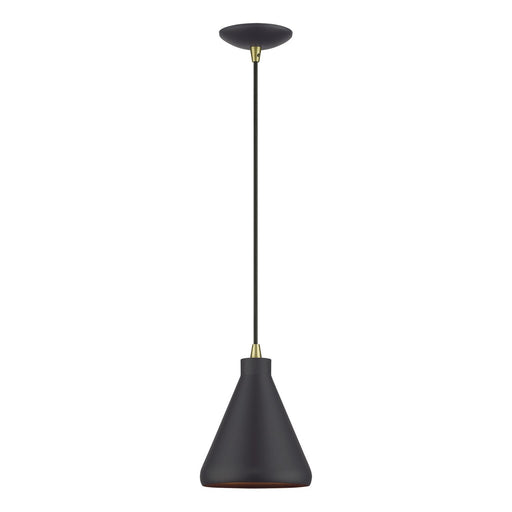 Livex Lighting - 41177-07 - One Light Mini Pendant - Geneva - Bronze with Antique Brass