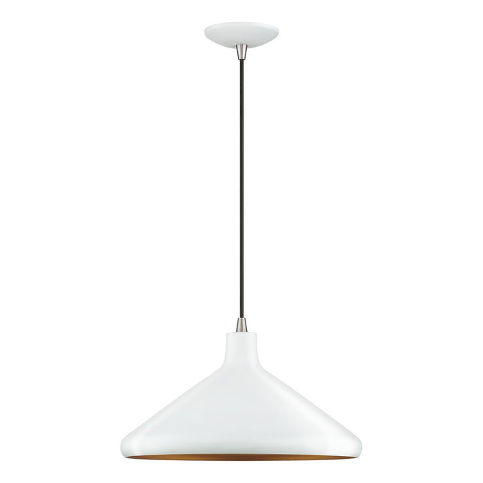Livex Lighting - 41179-03 - One Light Pendant - Geneva - White with Brushed Nickel