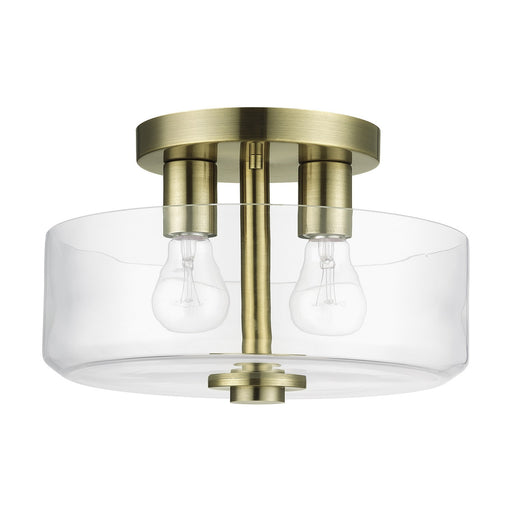 Whitworth Two Light Semi-Flush Mount Antique Brass