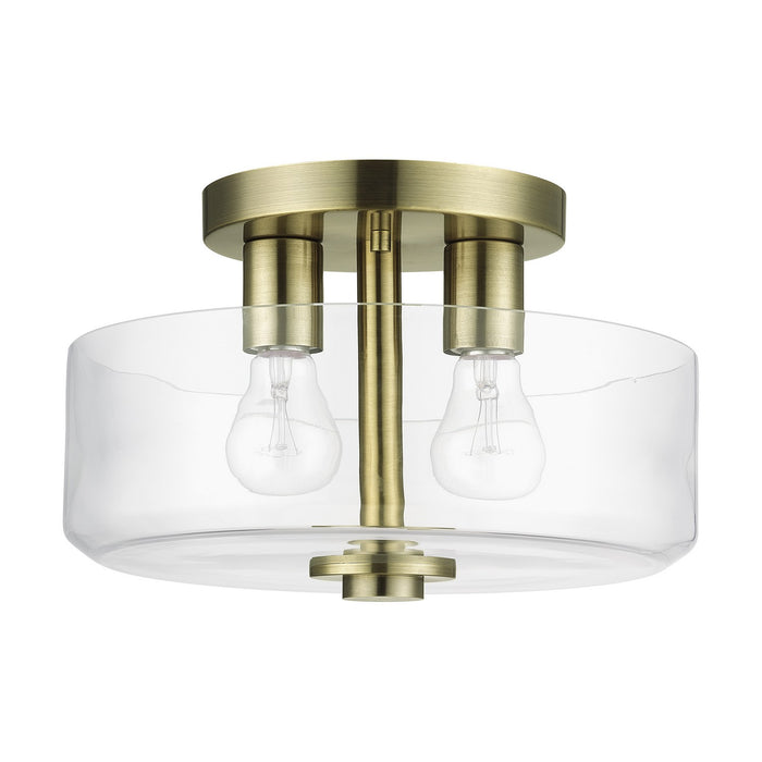 Livex Lighting - 46122-01 - Two Light Semi-Flush Mount - Whitworth - Antique Brass