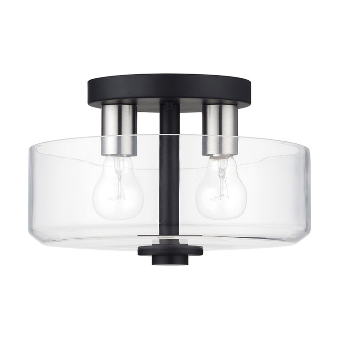 Livex Lighting - 46122-04 - Two Light Semi-Flush Mount - Whitworth - Black with Brushed Nickel