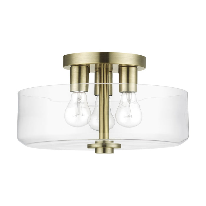 Livex Lighting - 46123-01 - Three Light Semi-Flush Mount - Whitworth - Antique Brass
