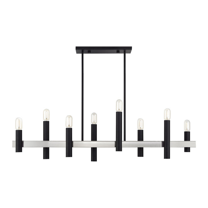 Livex Lighting - 46868-04 - Eight Light Linear Chandelier - Helsinki - Black with Brushed Nickel