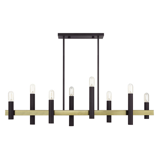 Livex Lighting - 46868-07 - Eight Light Linear Chandelier - Helsinki - Bronze with Antique Brass
