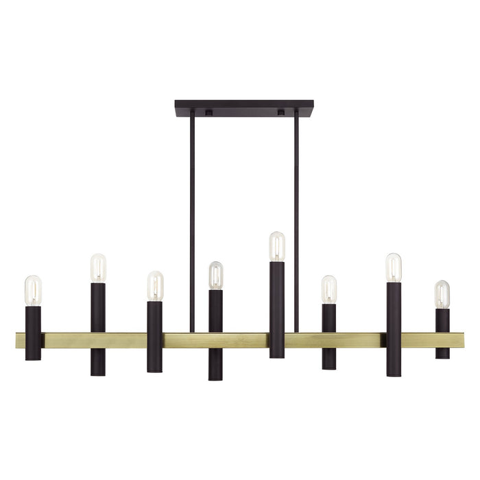 Livex Lighting - 46868-07 - Eight Light Linear Chandelier - Helsinki - Bronze with Antique Brass