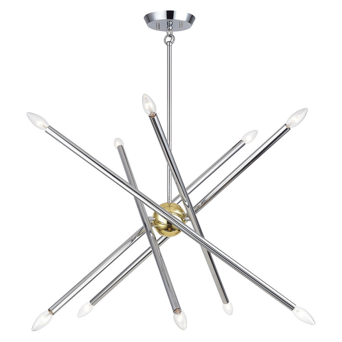 Livex Lighting - 47006-52 - Ten Light Chandelier - Soho - Polished Chrome with Polished Brass
