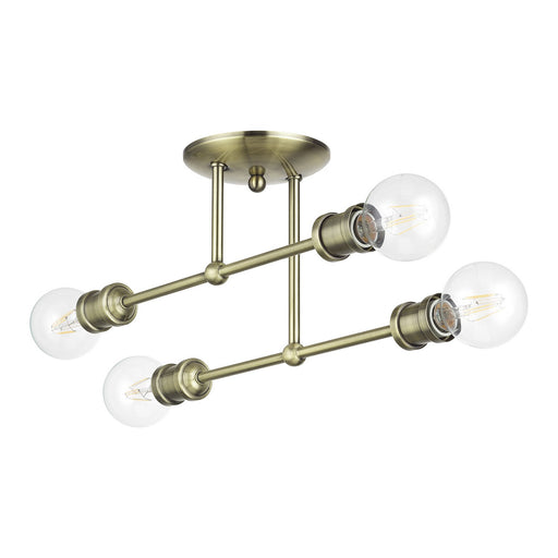 Delacroix Four Light Semi-Flush Mount Antique Brass