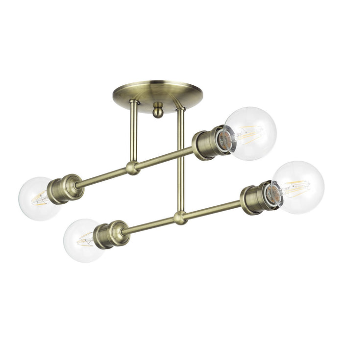 Livex Lighting - 47176-01 - Four Light Semi-Flush Mount - Delacroix - Antique Brass