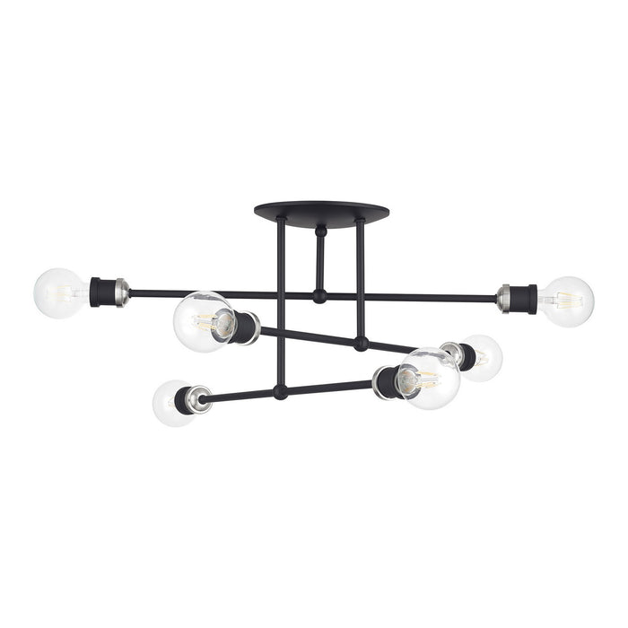 Livex Lighting - 47178-04 - Six Light Semi-Flush Mount - Delacroix - Black with Brushed Nickel