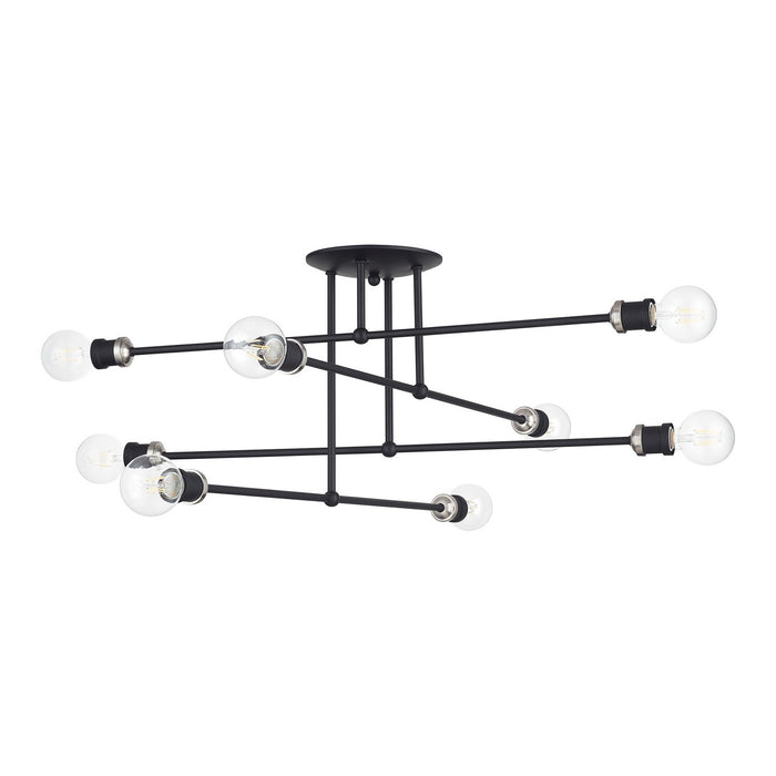 Livex Lighting - 47179-04 - Eight Light Semi-Flush Mount - Delacroix - Black with Brushed Nickel