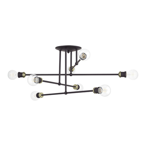Delacroix Eight Light Semi-Flush Mount Bronze with Antique Brass
