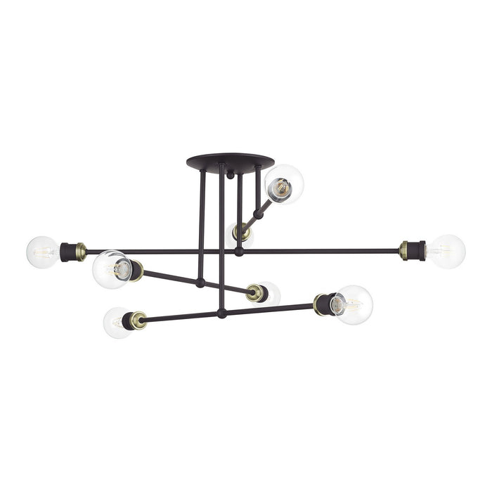 Livex Lighting - 47179-07 - Eight Light Semi-Flush Mount - Delacroix - Bronze with Antique Brass