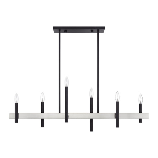 Denmark Six Light Linear Chandelier Black with Brushed Nickel